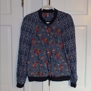 Free People Floral Bomber Jacket